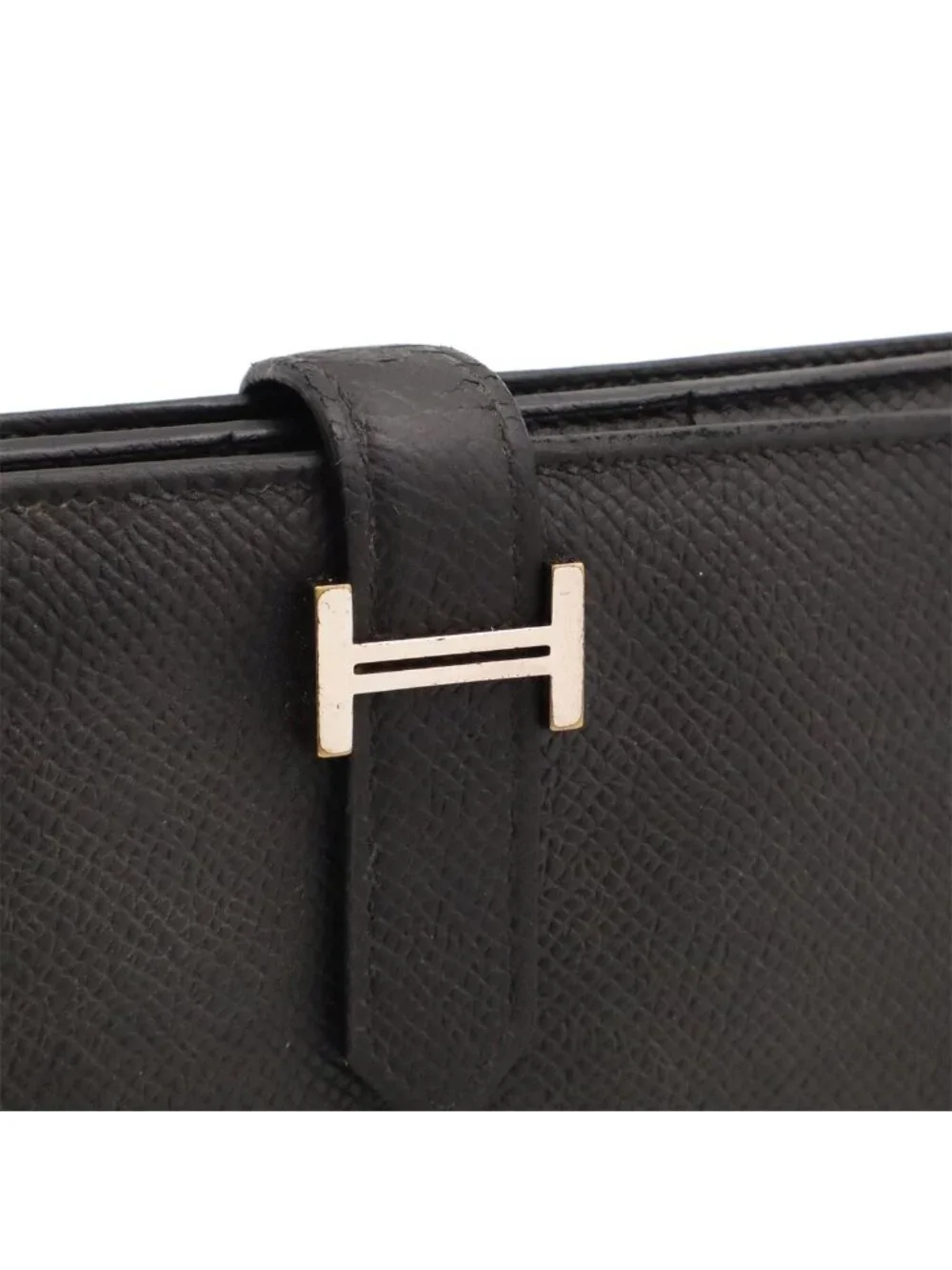 Hermes Bearn Soufflet Wallet Bifold Veau Epsom Black Silver